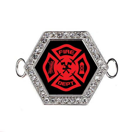 Silver Firefighter Hexagon Charm Bangle Bracelet