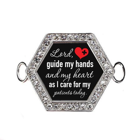 Silver Nurse Prayer Hexagon Charm Bangle Bracelet