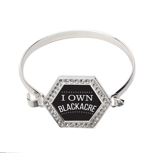 Silver I Own Blackacre Hexagon Charm Bangle Bracelet