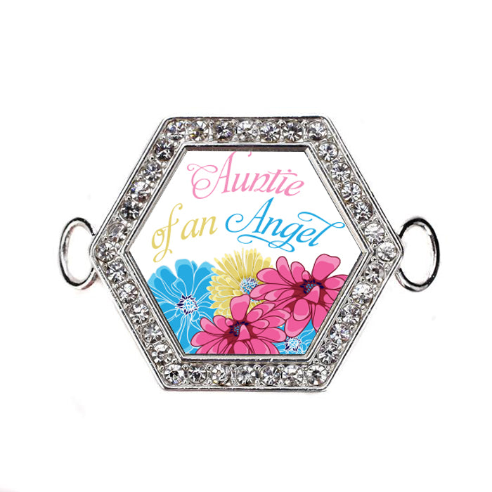 Silver Auntie Of An Angel Hexagon Charm Bangle Bracelet