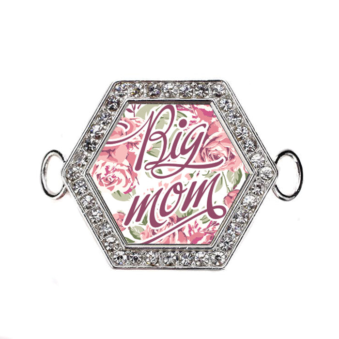 Silver Big Mom Floral Hexagon Charm Bangle Bracelet
