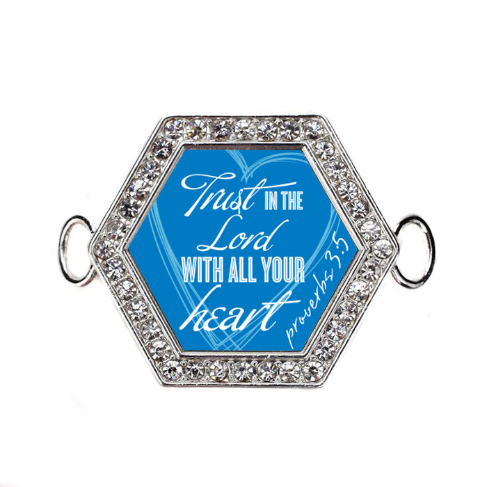 Silver Trust in the Lord Hexagon Charm Bangle Bracelet