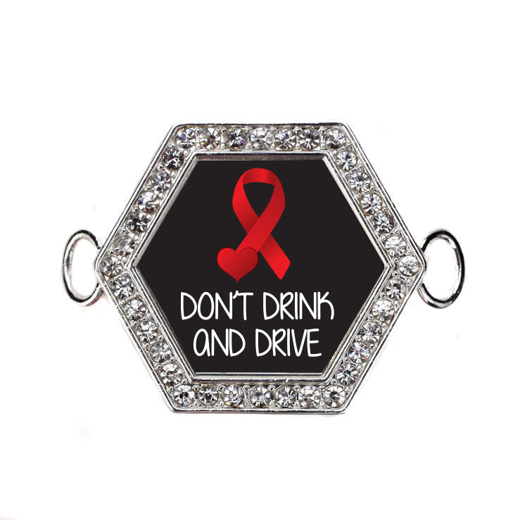 Silver Don't Drink and Drive Hexagon Charm Bangle Bracelet