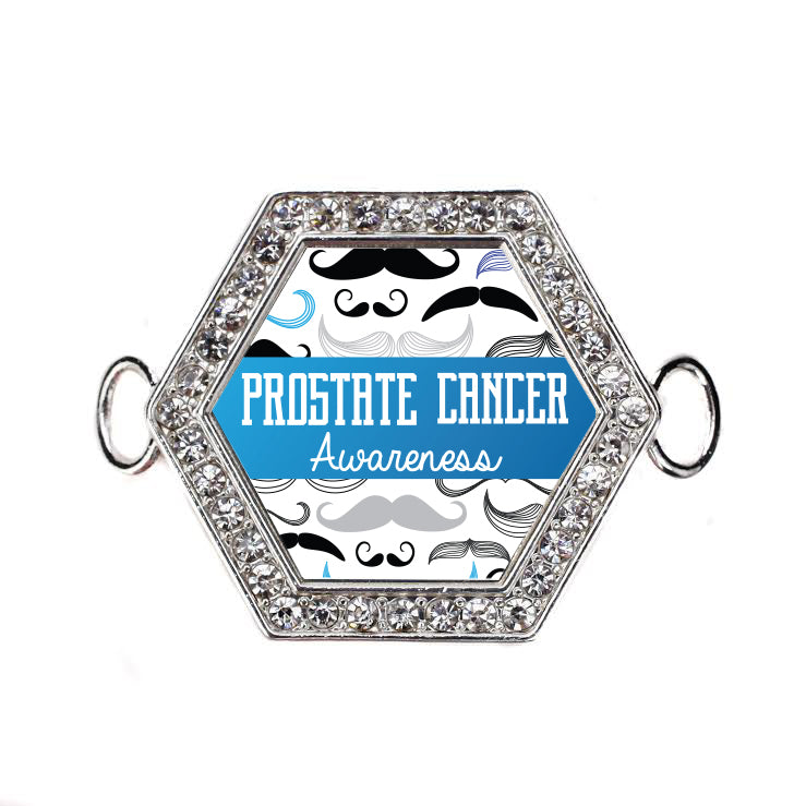 Silver Prostate Cancer Awareness Hexagon Charm Bangle Bracelet