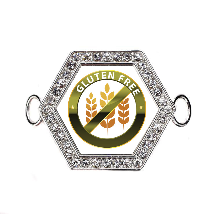 Silver Gluten Free Hexagon Charm Bangle Bracelet