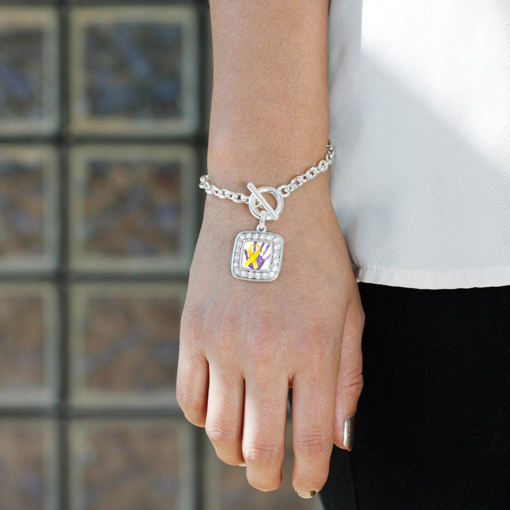 Silver Neuroblastoma Square Charm Toggle Bracelet