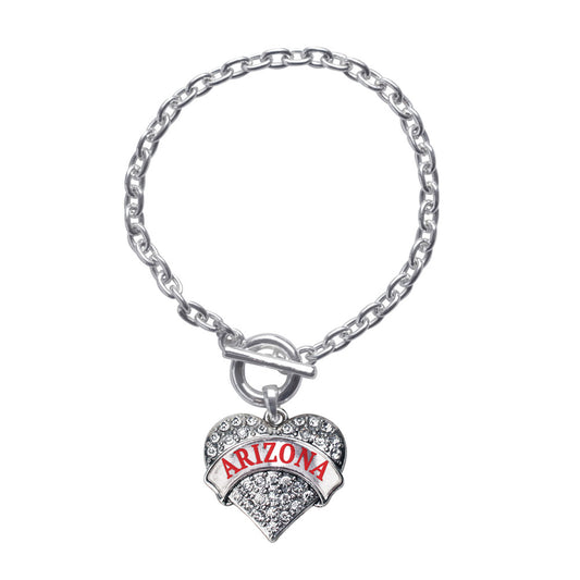 Silver Arizona Pave Heart Charm Toggle Bracelet