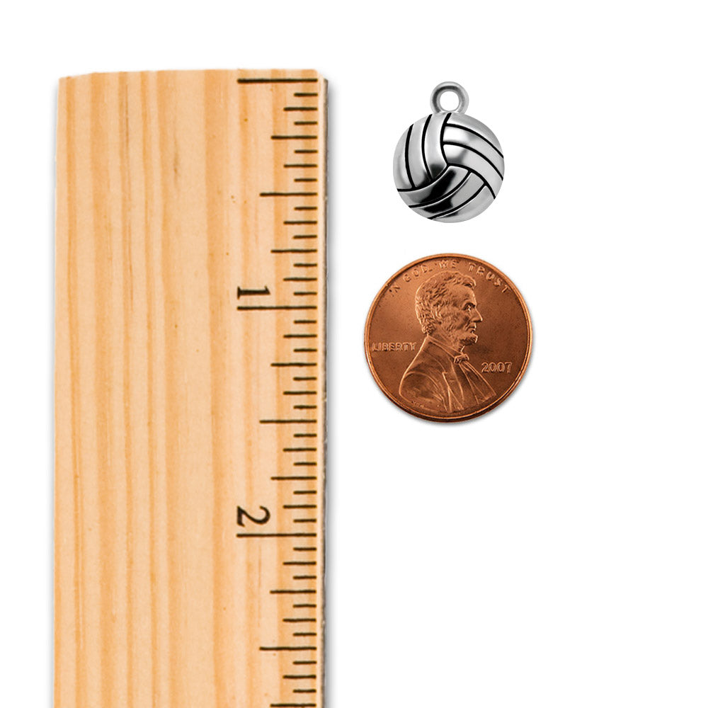 Silver Petite Volleyball Charm Braided Bracelet