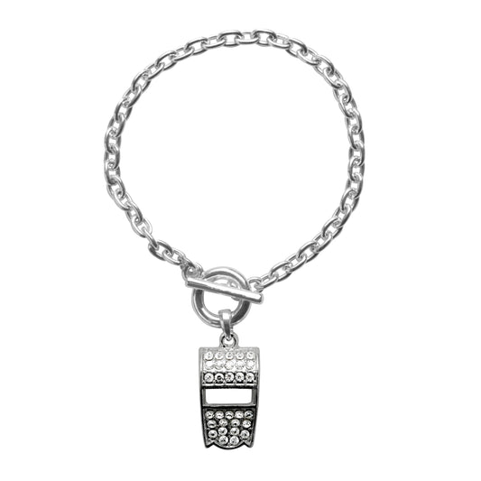 Silver Whistle Charm Toggle Bracelet