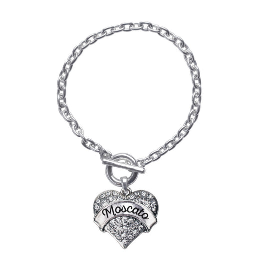 Silver Moscato Pave Heart Charm Toggle Bracelet