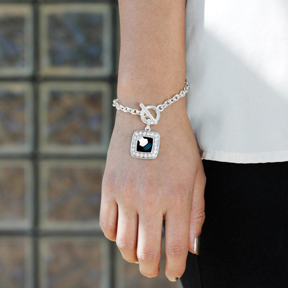 Silver Sonographer Square Charm Toggle Bracelet