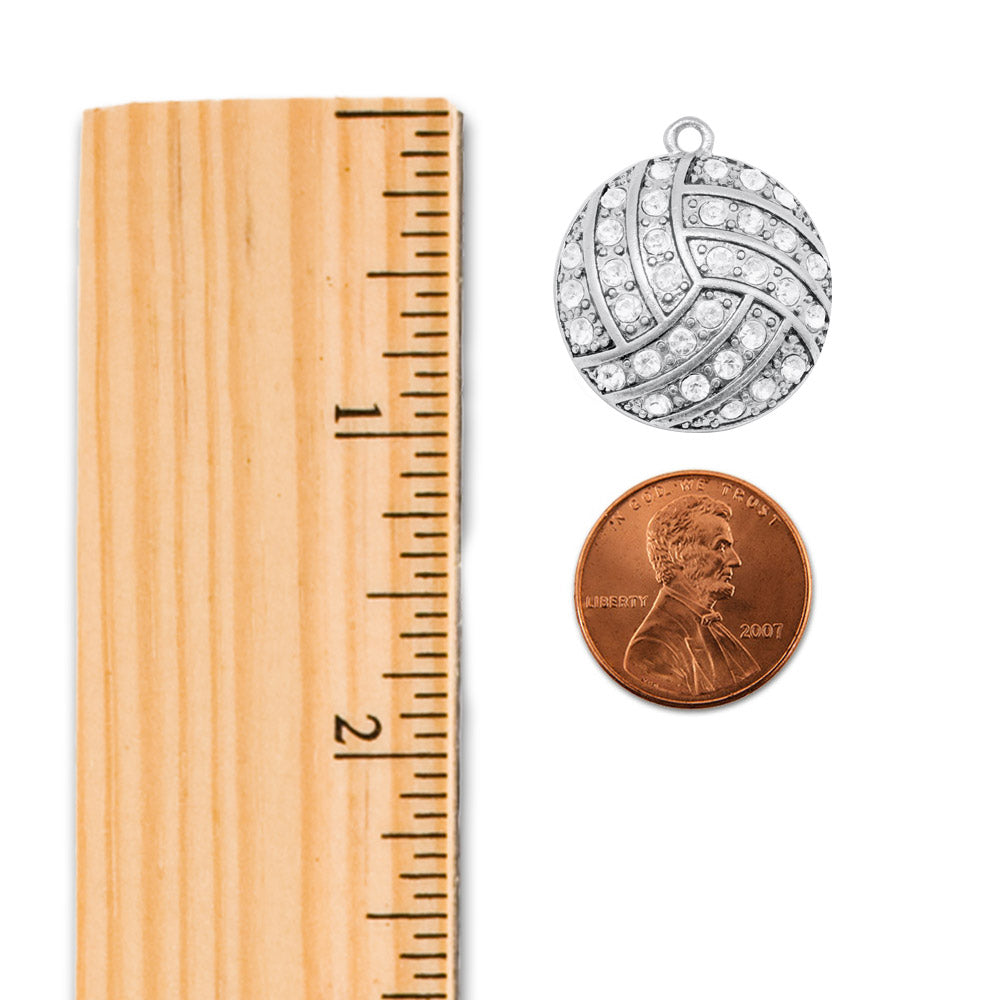 Silver Love Volleyball Charm Toggle Bracelet