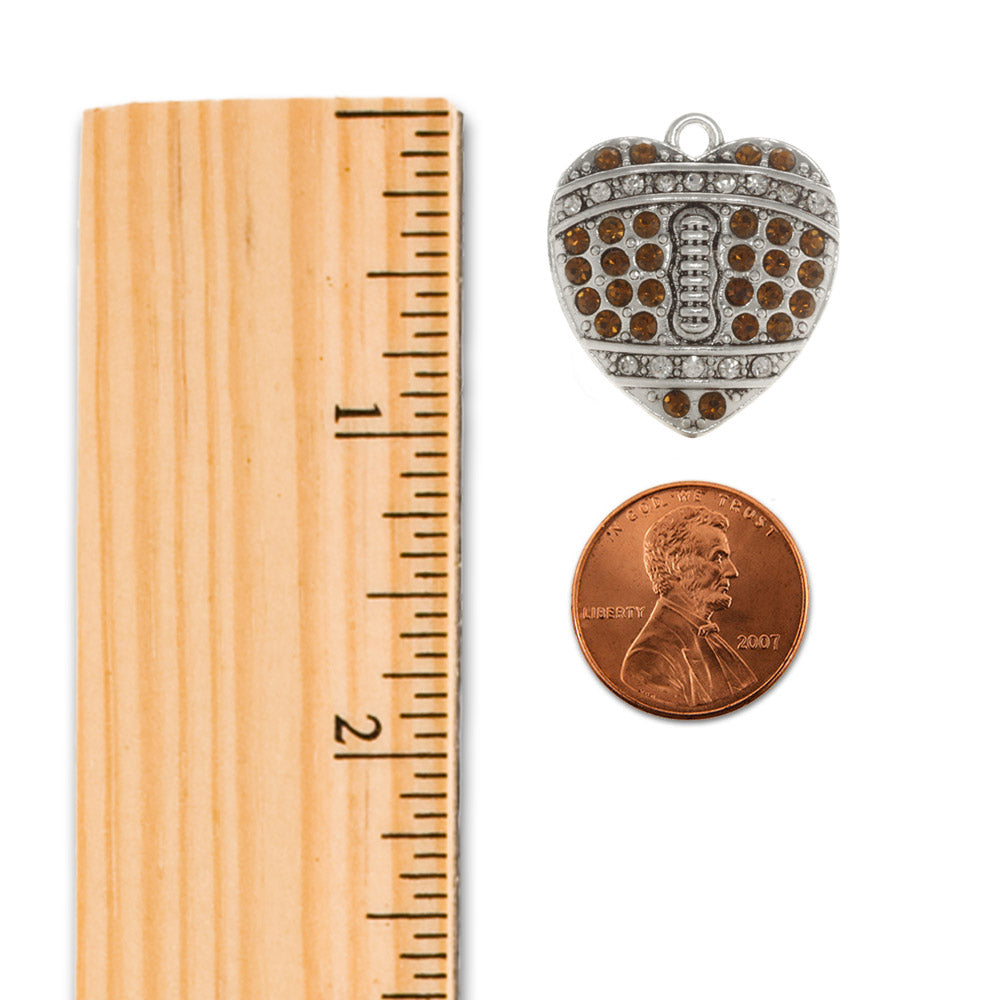 Silver Love Football Heart Charm Toggle Bracelet