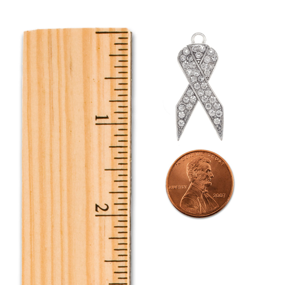 Silver Hope Clear Awareness Ribbon Charm Wire Bangle Bracelet