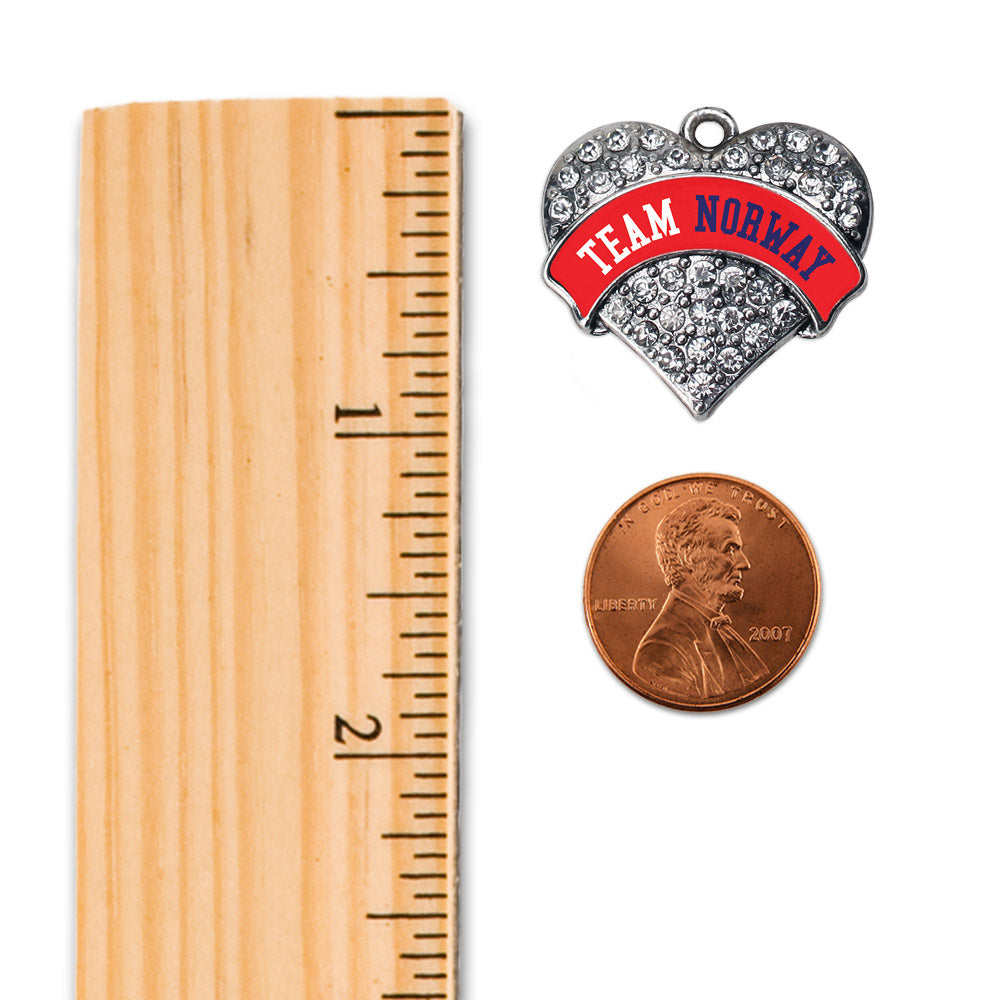 Silver Team Norway Pave Heart Charm Wire Bangle Bracelet