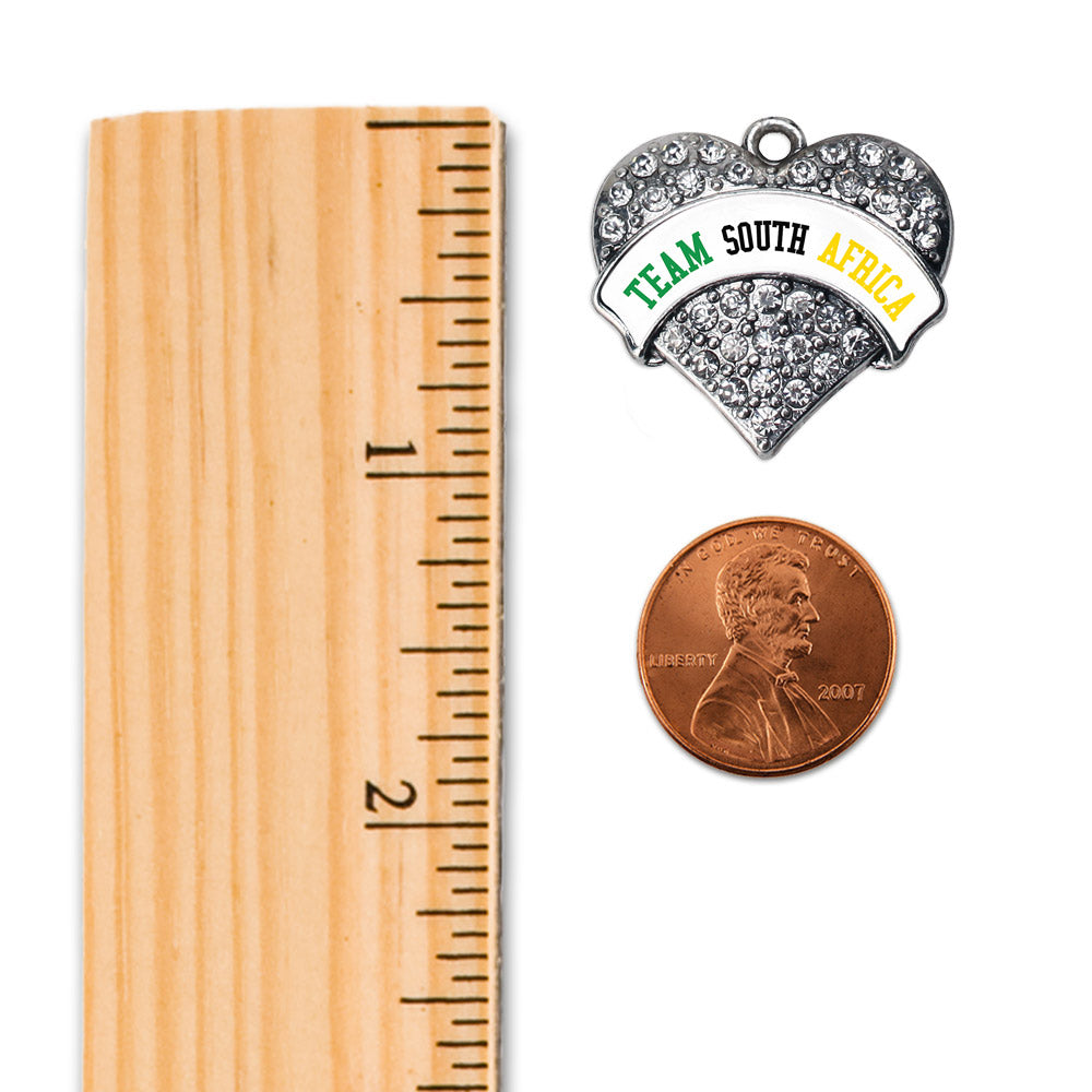 Silver Team South Africa Pave Heart Charm Wire Bangle Bracelet