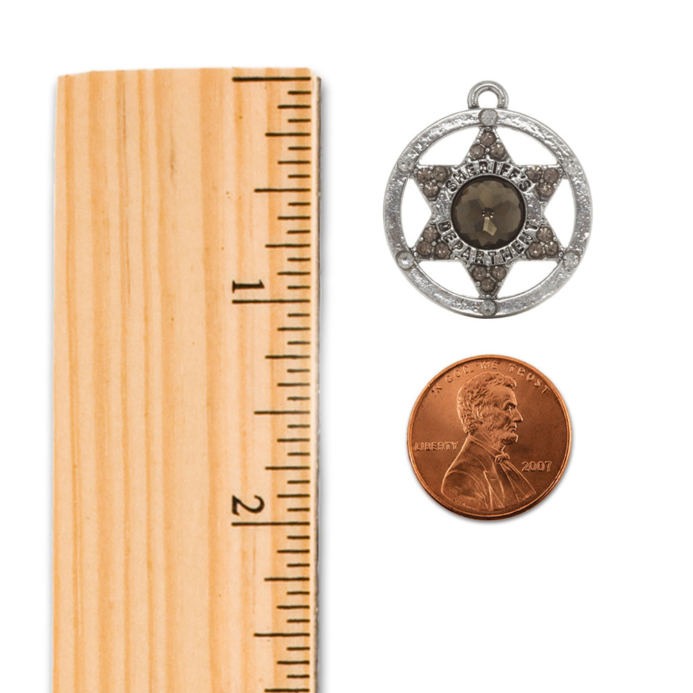 Silver Love Sheriff Badge Charm Toggle Bracelet