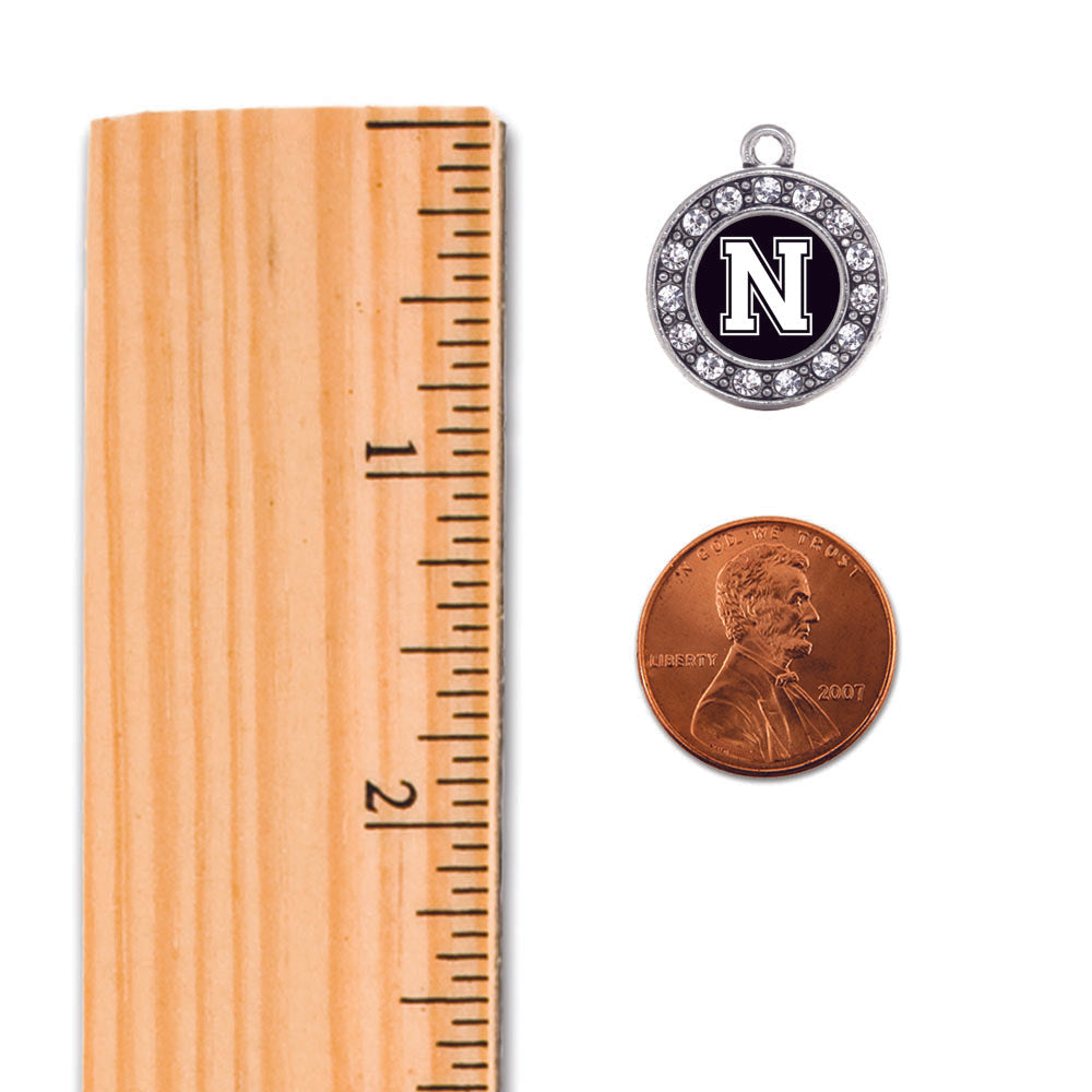 Silver Baseball - Sports Initial N Circle Charm Toggle Bracelet