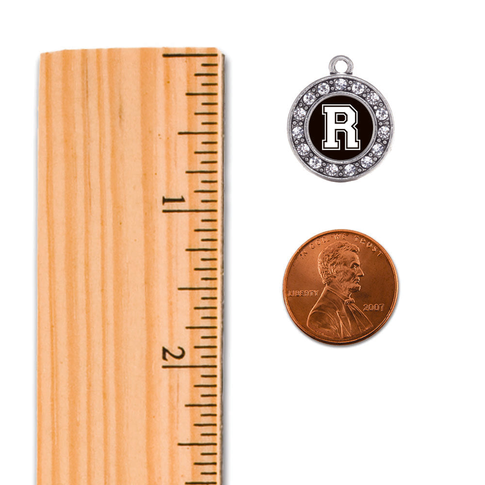 Silver Baseball - Sports Initial R Circle Charm Toggle Bracelet