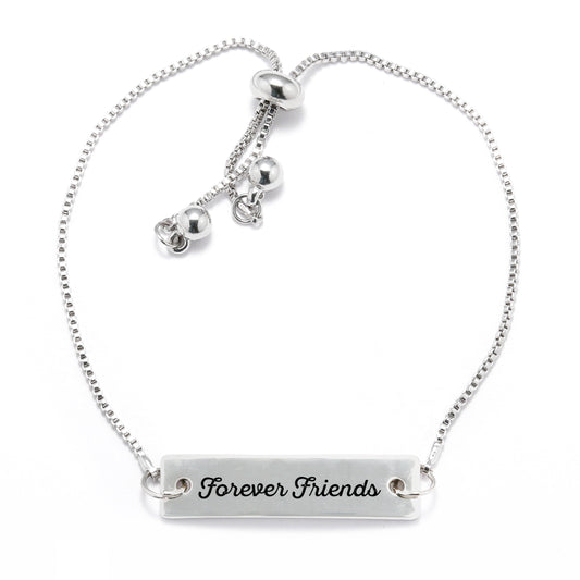Silver Forever Friends Adjustable Bar Bracelet