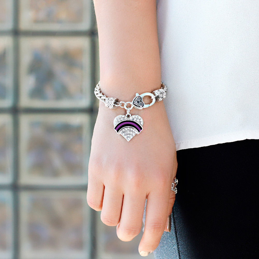 Silver Political Office Injury Support Pave Heart Charm Braided Bracelet