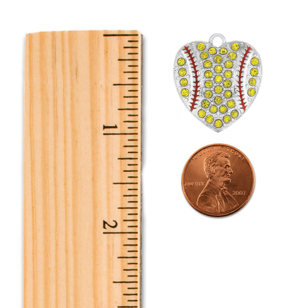 Silver Love Softball Heart Charm Toggle Bracelet