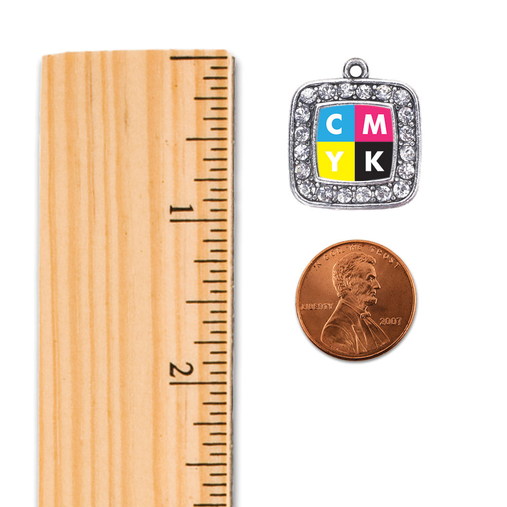 Silver CMYK Square Memory Charm