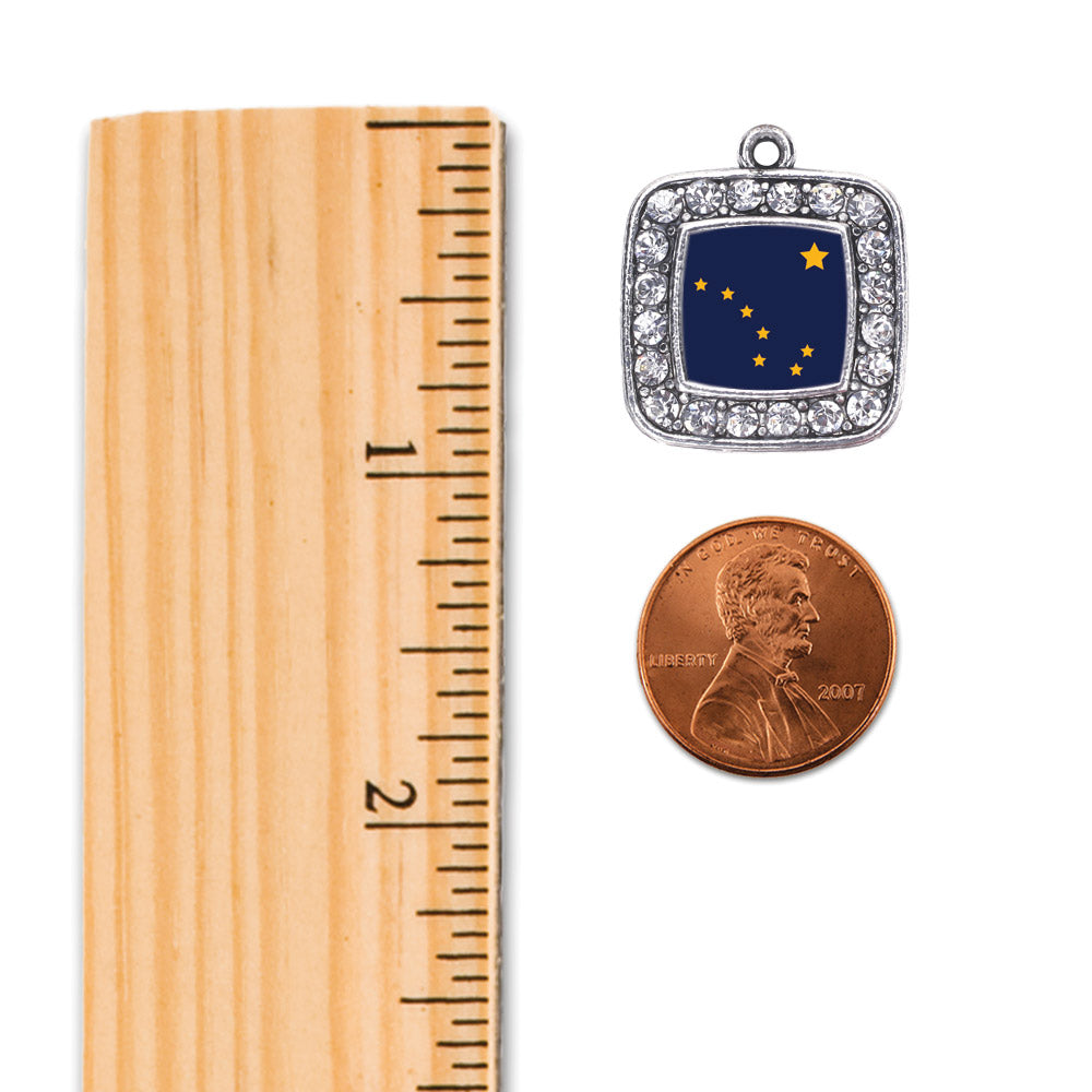 Silver Alaska Flag Square Memory Charm