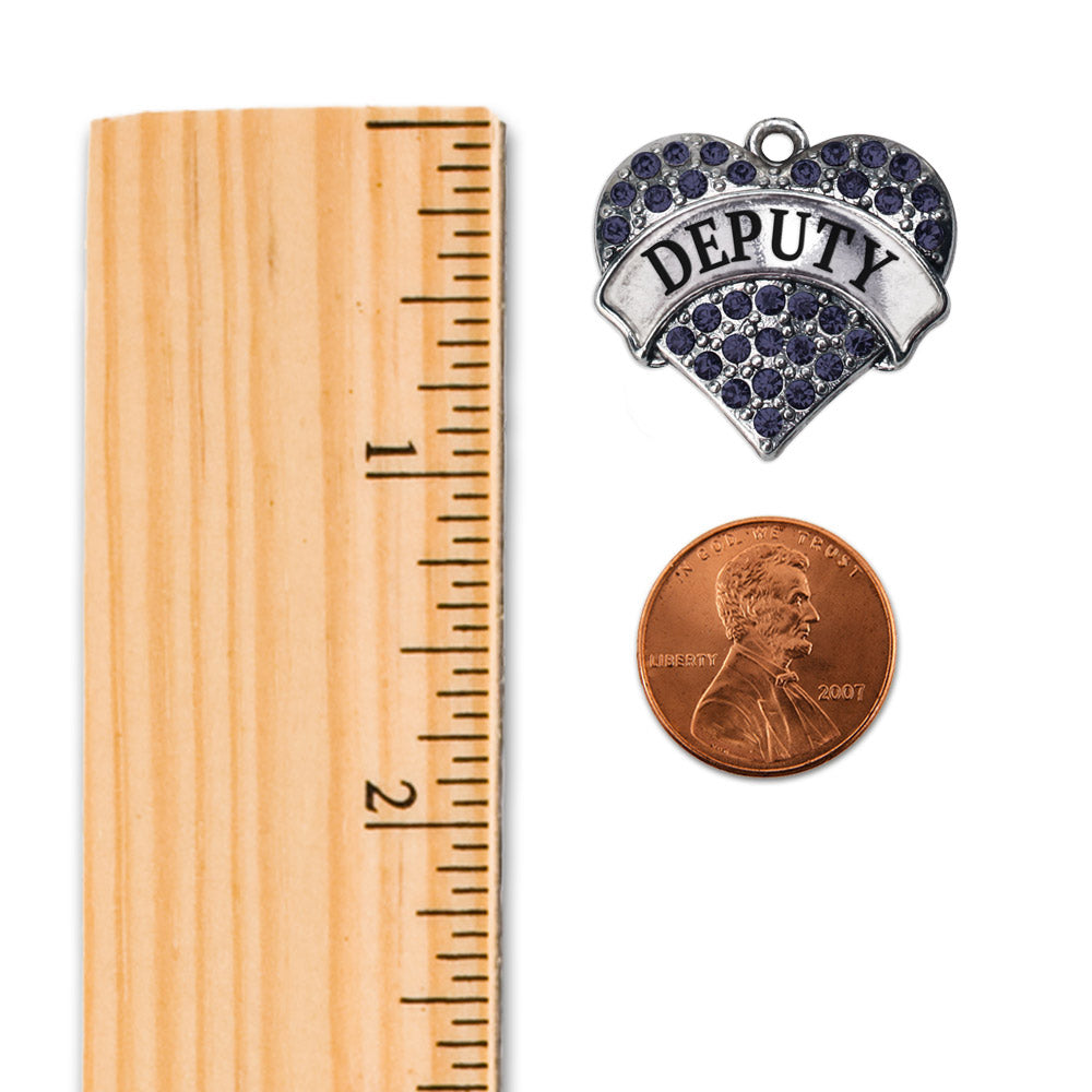 Silver Deputy Blue Pave Heart Memory Charm