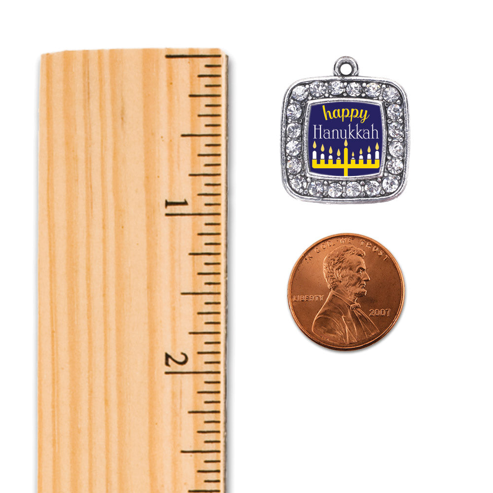 Silver Happy Hanukkah Square Memory Charm