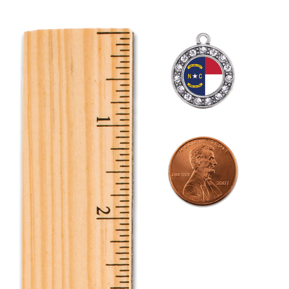 Silver North Carolina Flag Circle Memory Charm