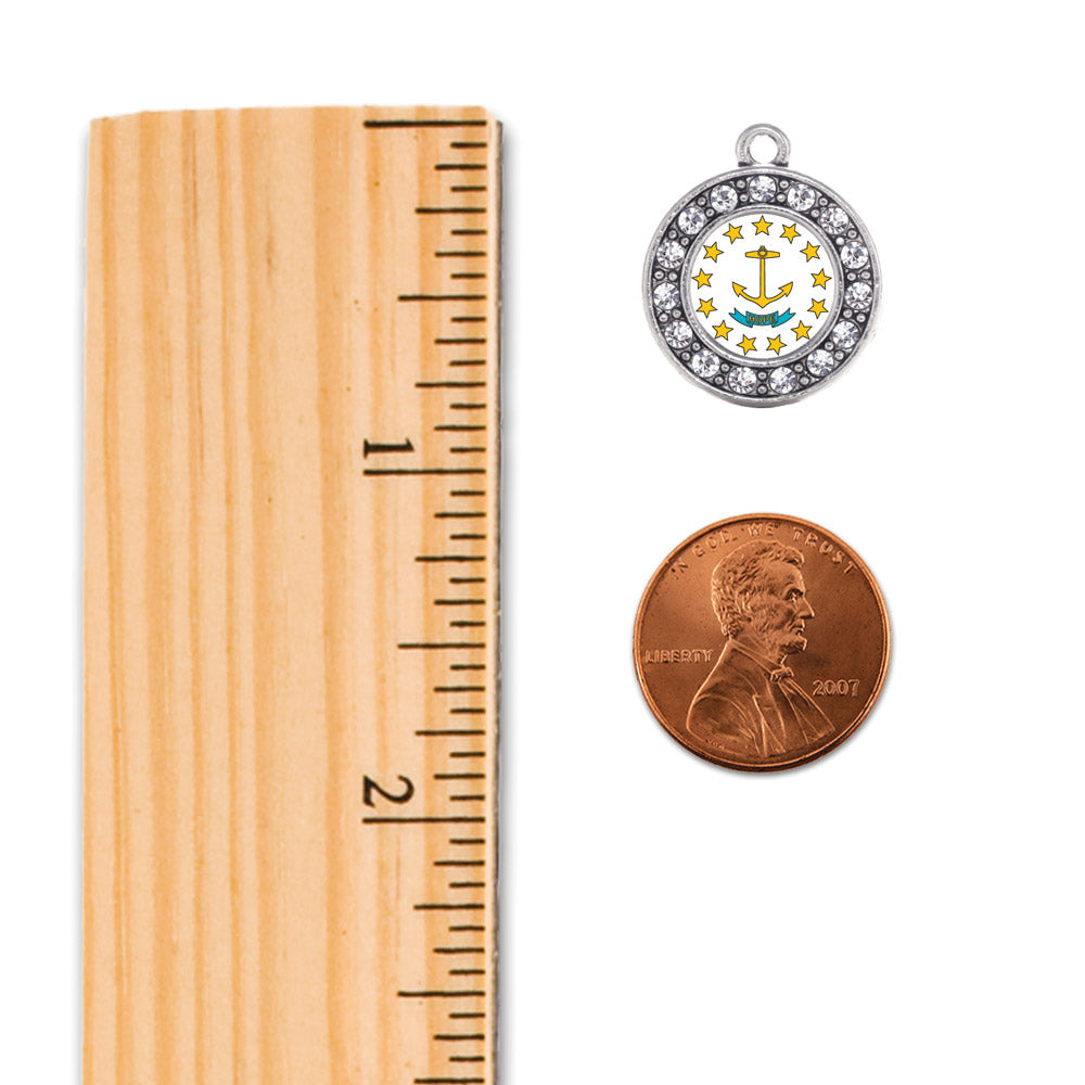 Silver Rhode Island Flag Circle Memory Charm