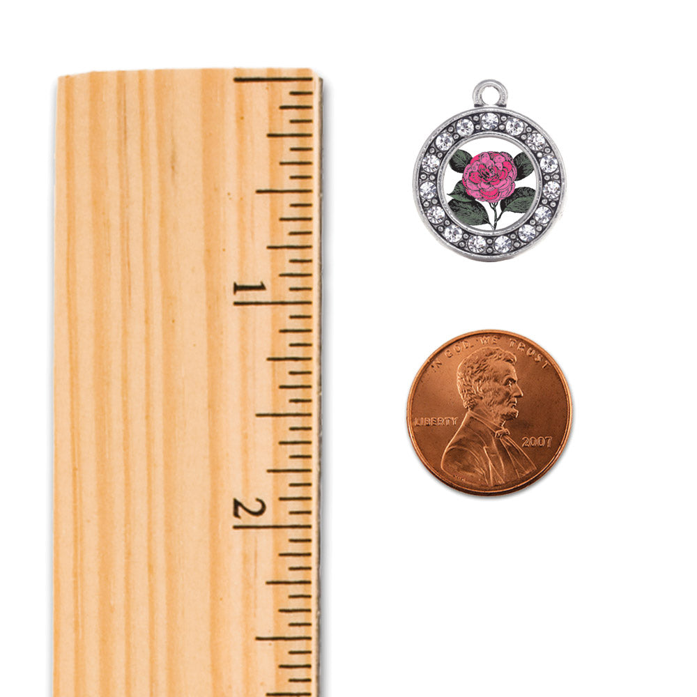 Silver Camelia Flower Circle Memory Charm