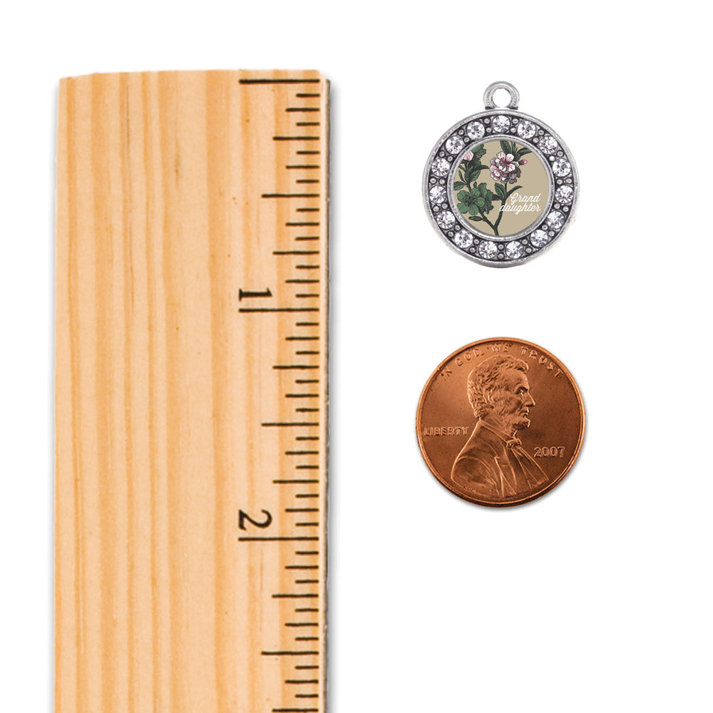 Silver Grand Daughter Apple Blossom Flower Circle Memory Charm