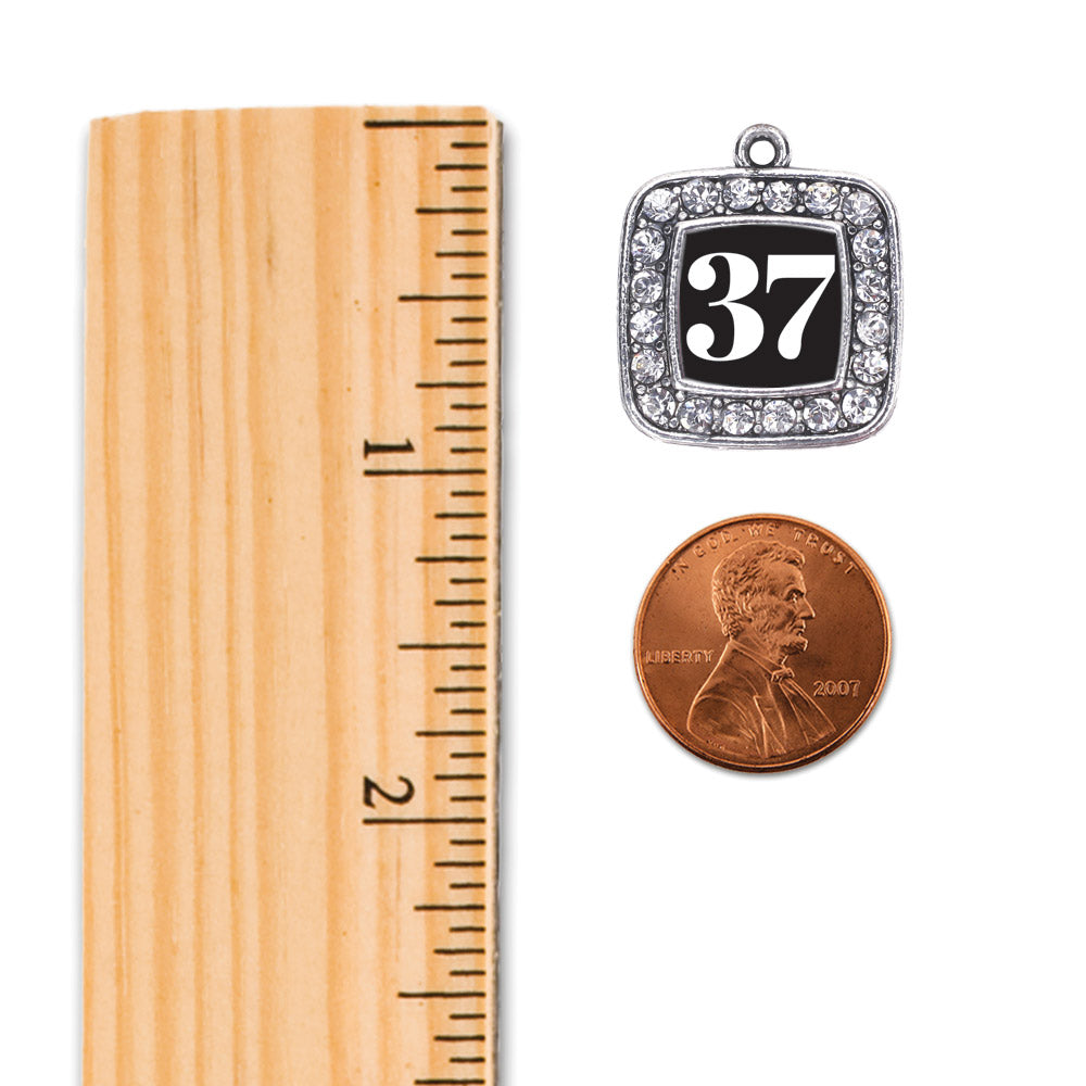 Silver Sport Number 37 Square Memory Charm