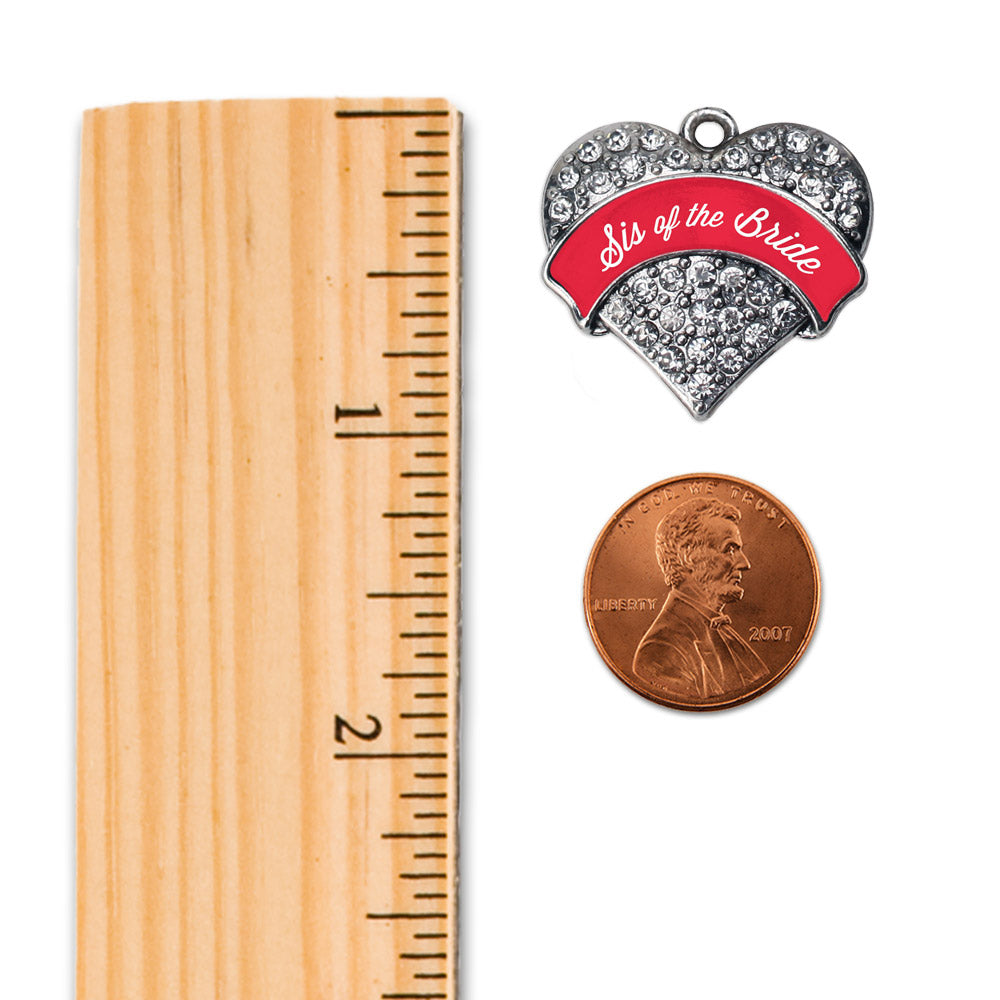Silver Red Sis of the Bride Pave Heart Memory Charm