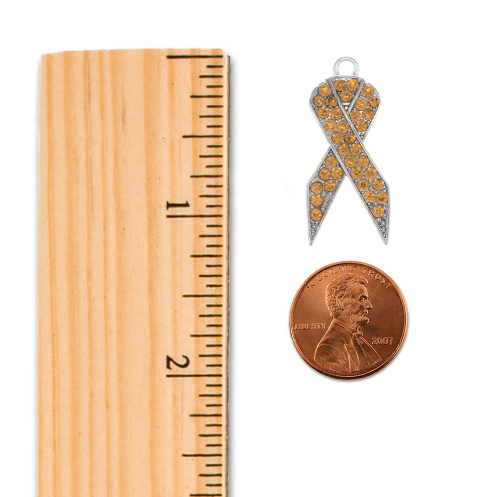 Silver Orange Ribbon Memory Charm