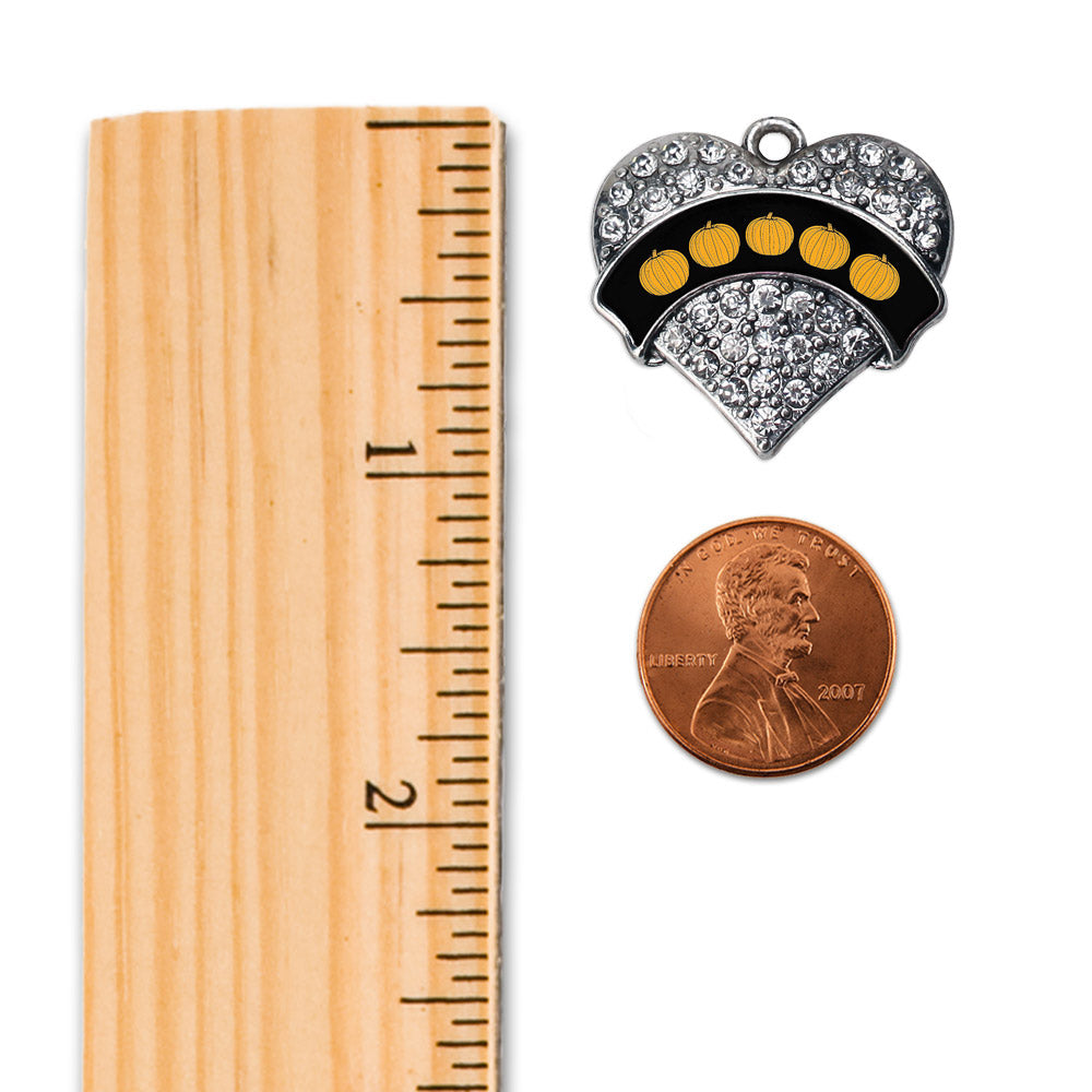 Silver Pumpkins Pave Heart Memory Charm