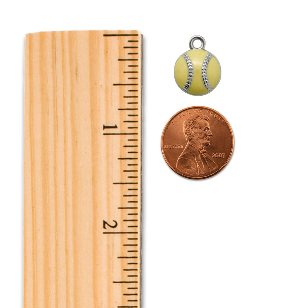 Silver Petite Softball Memory Charm
