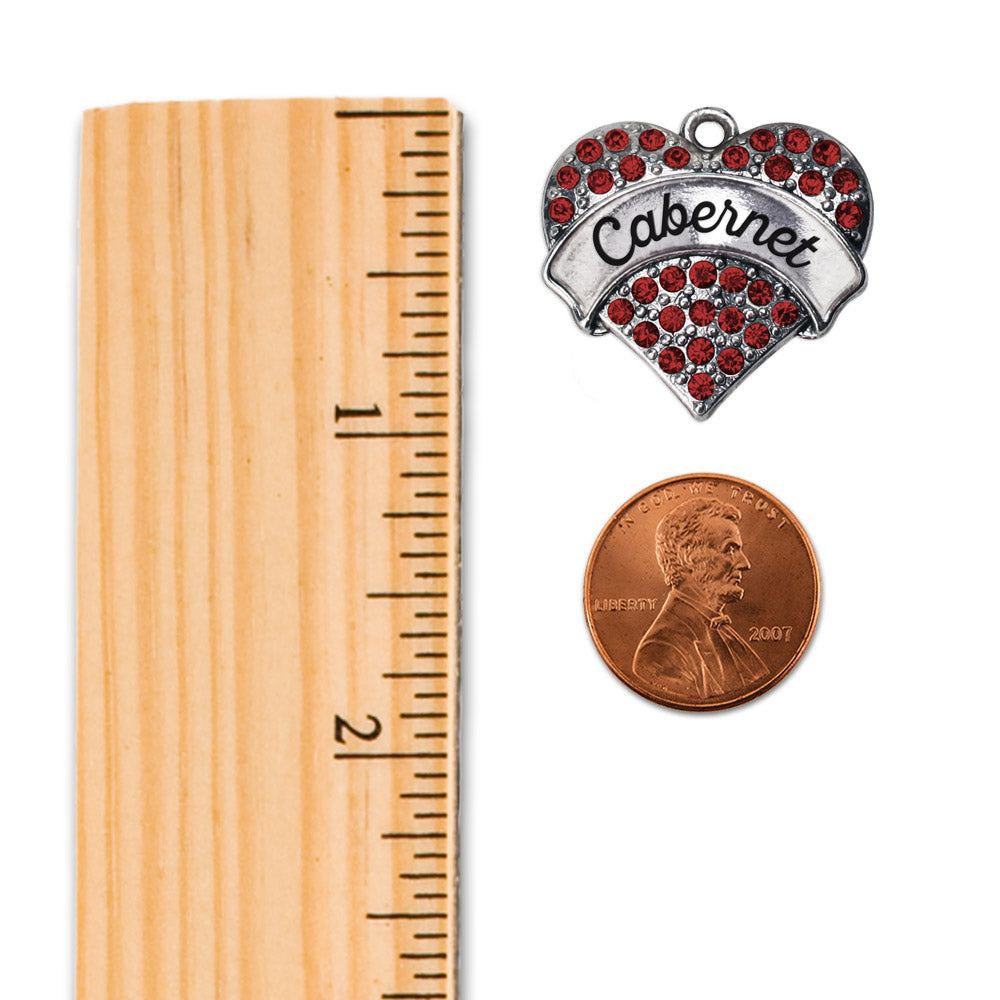 Silver Red Cabernet Red Pave Heart Memory Charm