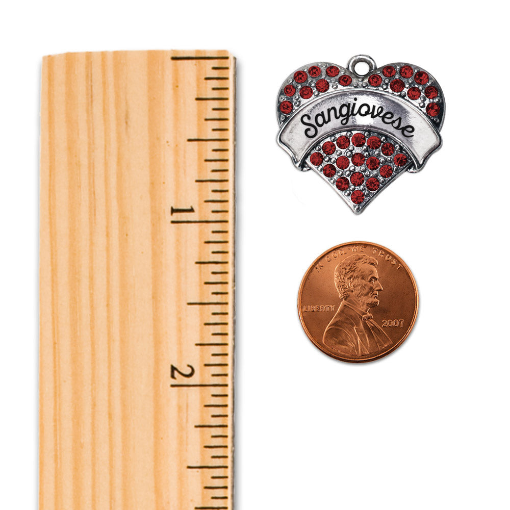 Silver Red Sangiovese Red Pave Heart Memory Charm
