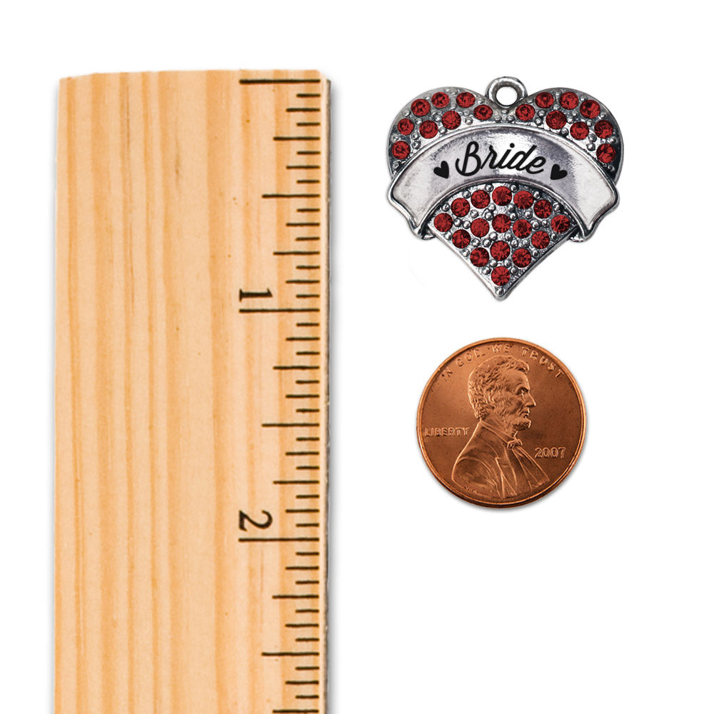 Silver Red Bride Red Pave Heart Memory Charm