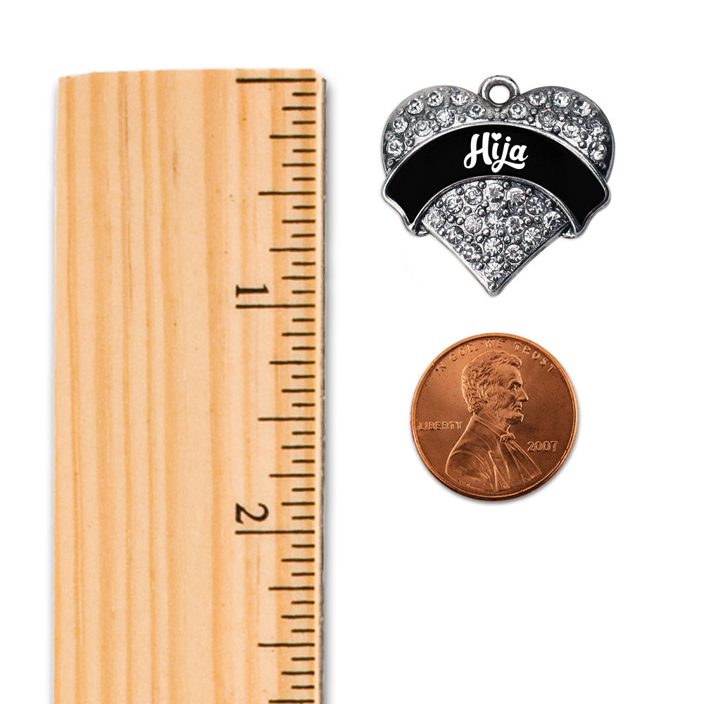 Silver Black and White Hija Pave Heart Memory Charm