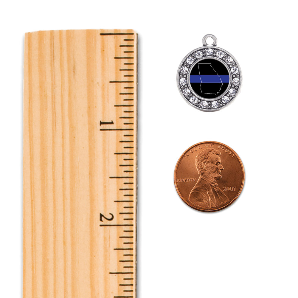 Silver Georgia Thin Blue Line Circle Memory Charm