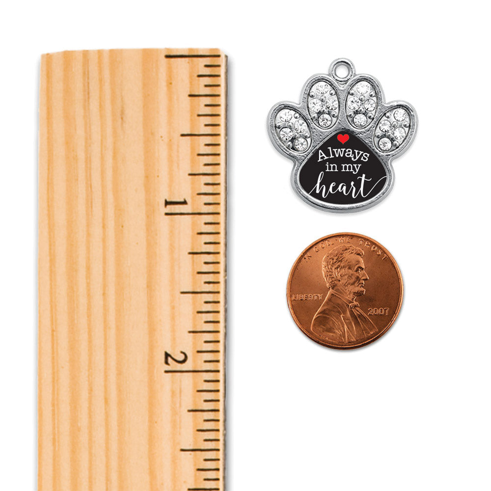 Silver Always in my Heart Pave Paw Memory Charm