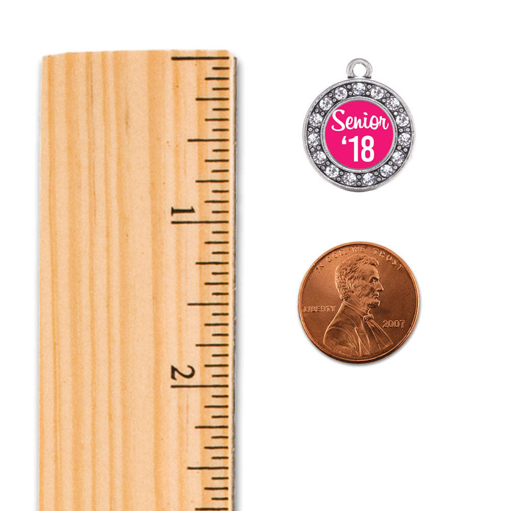 Silver Fuchsia Senior '18 Circle Memory Charm