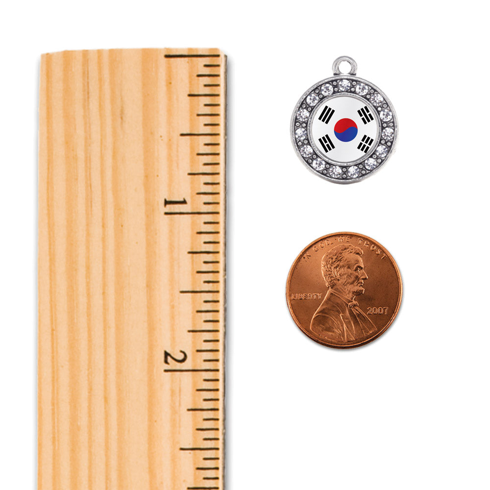 Silver Republic of Korea Flag Circle Memory Charm