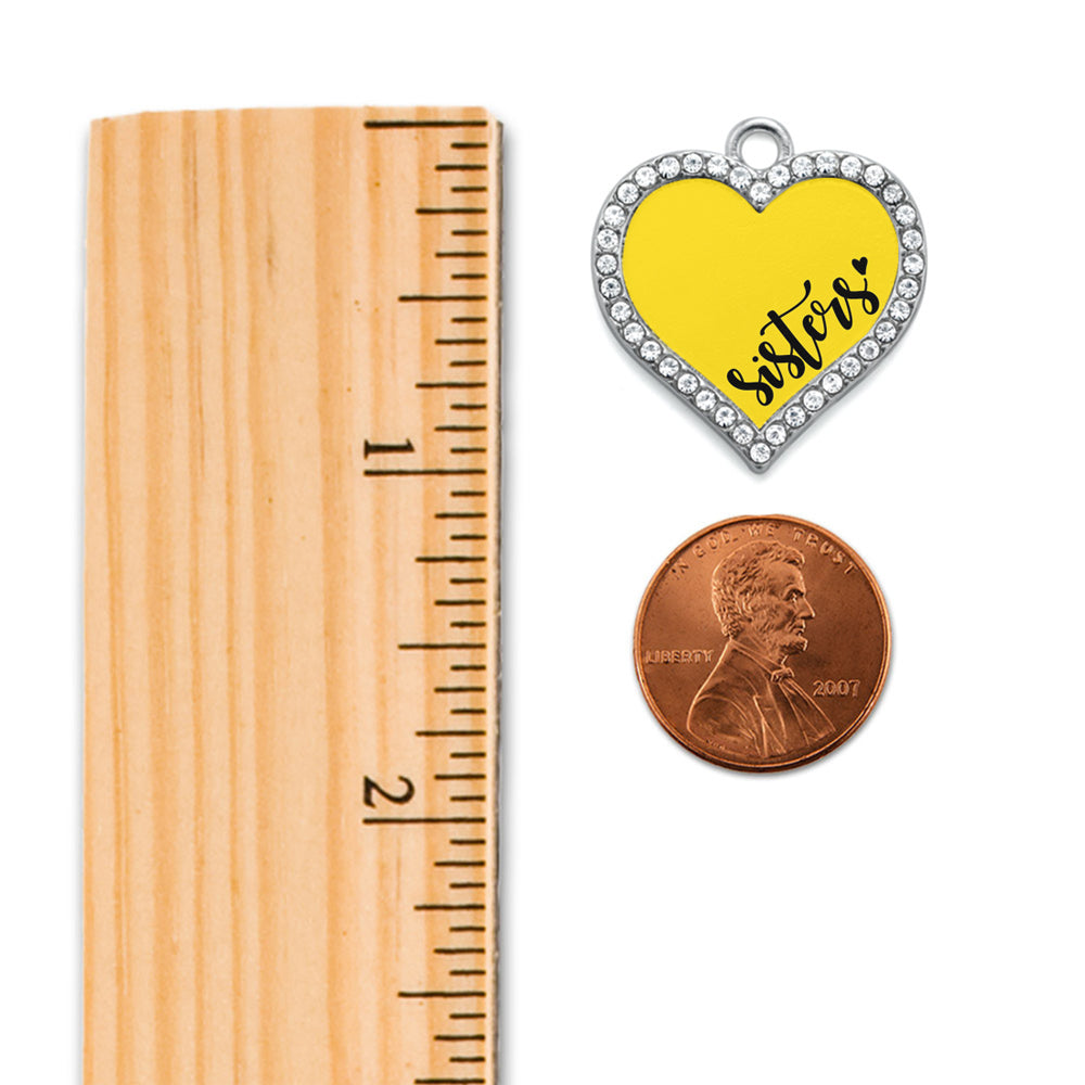 Silver Sisters - Yellow Open Heart Memory Charm