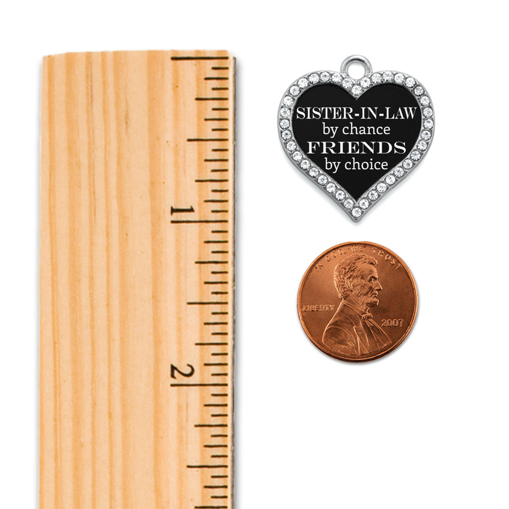 Silver Sister-in-law by Chance, Friends by Choice Open Heart Memory Charm