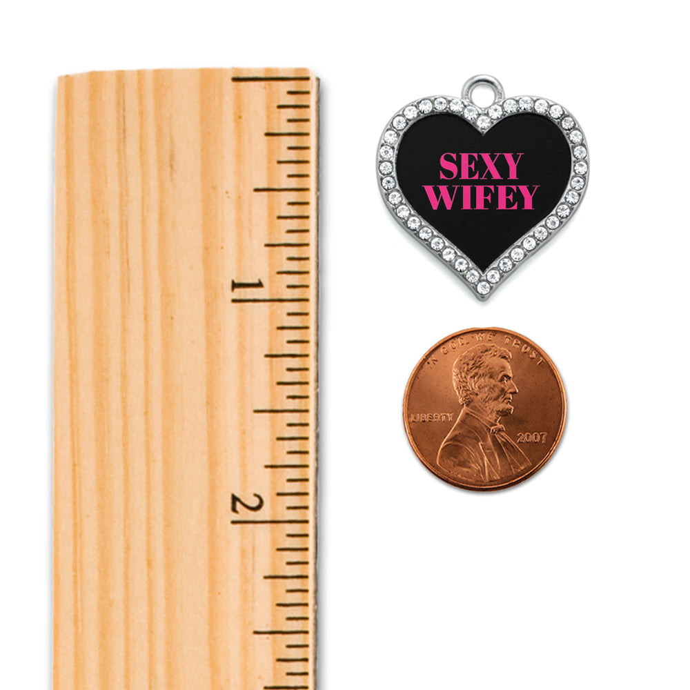 Silver SEXY WIFEY Open Heart Memory Charm